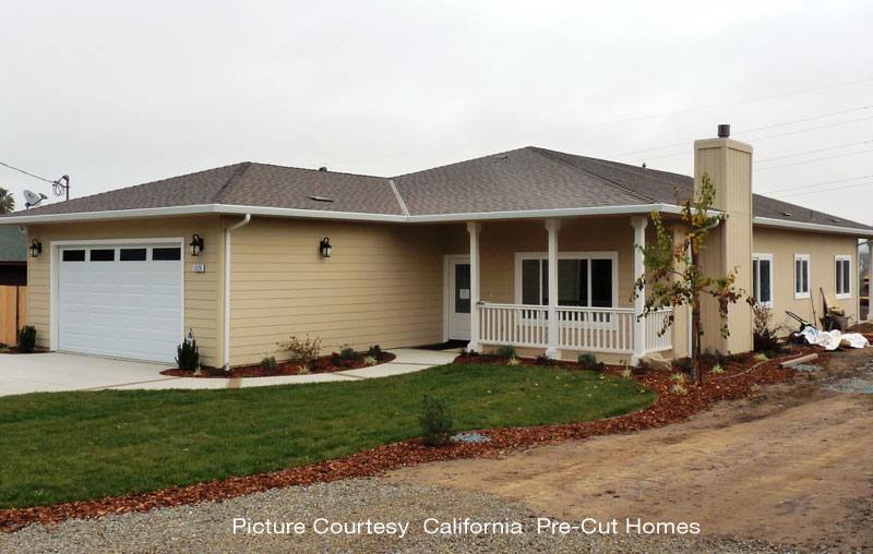 Exterior of Custom Riverbend - Courtesy California Pre-Cut Homes